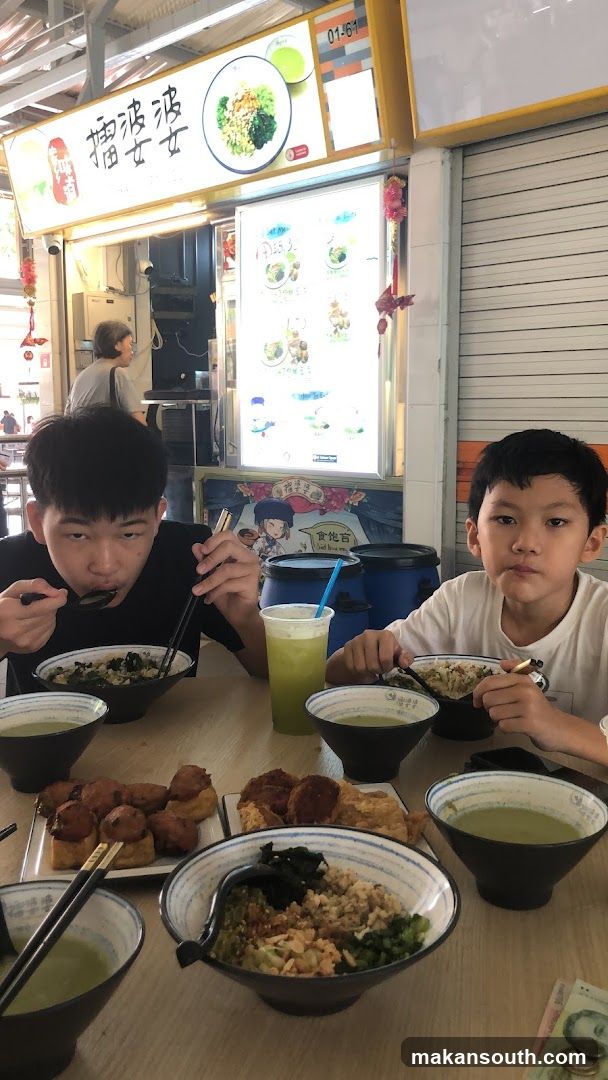 Eating at a food stall