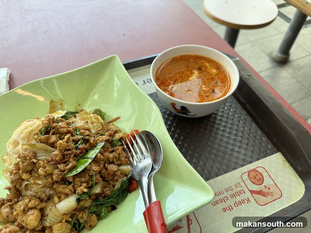 Food Tray with Stir-fry and Soup