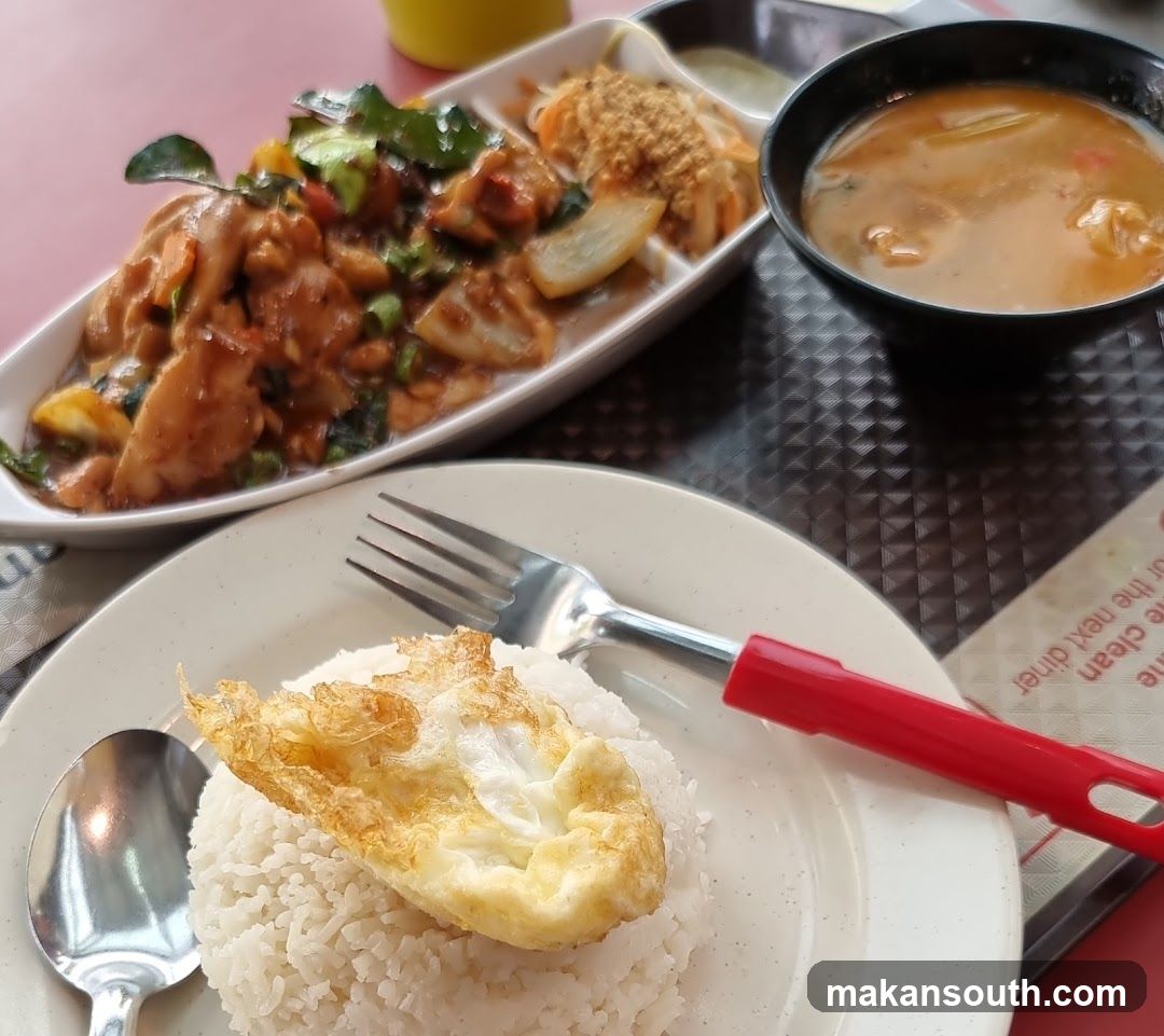 Food Plate with Fried Egg and Curry Dish