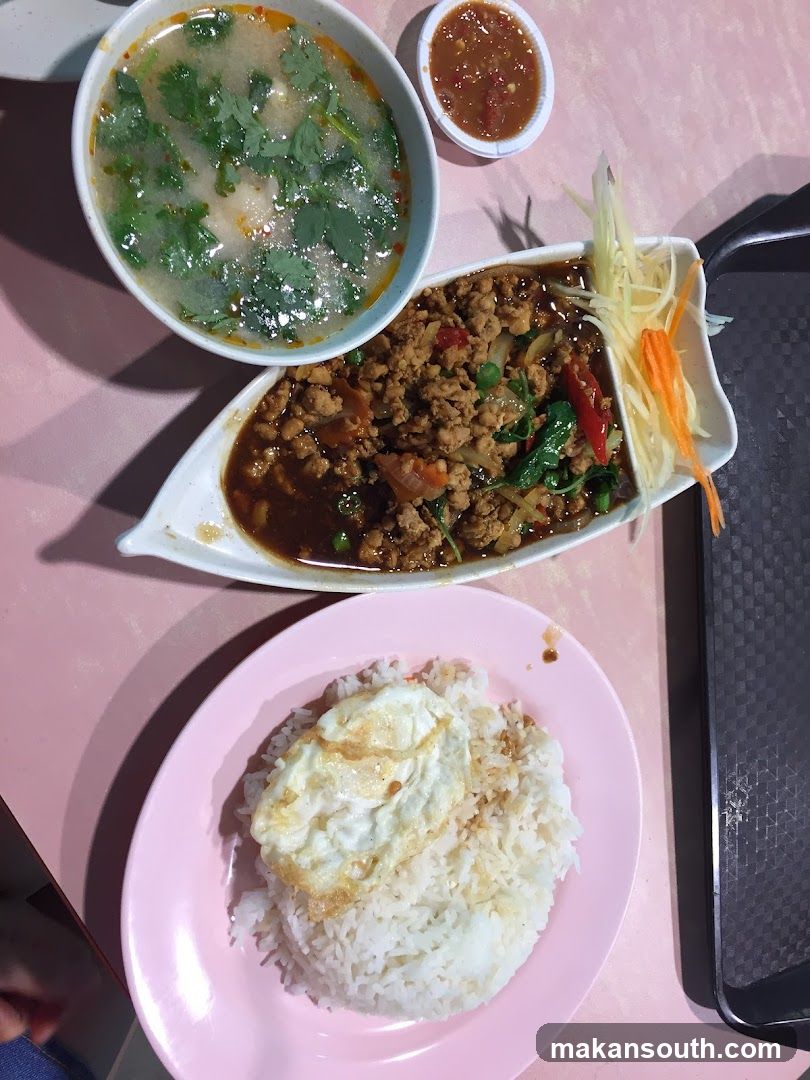 Thai Meal with Pad Krapow and Tom Yum Soup