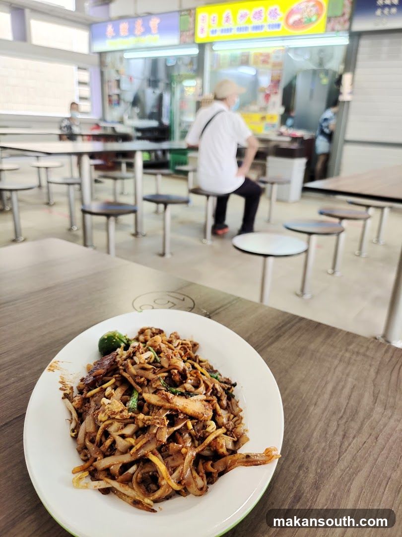 Food stall interior with stir-fried noodles