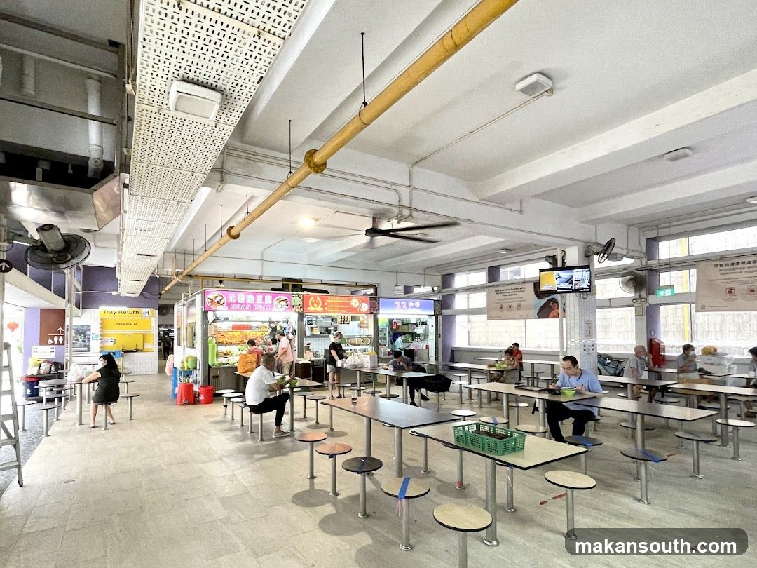 Canteen Interior with Food Stalls and Dining Area