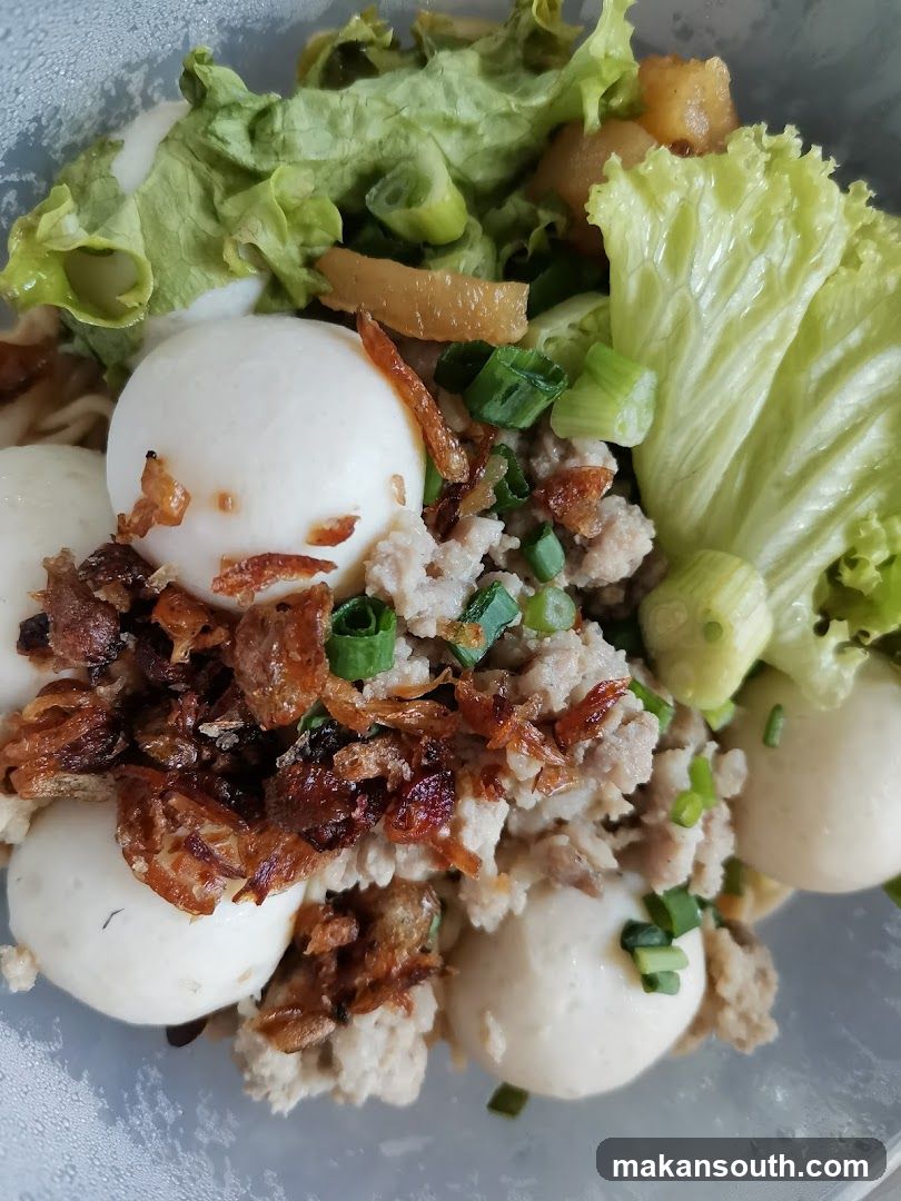 Noodle Bowl with Meatballs and Toppings