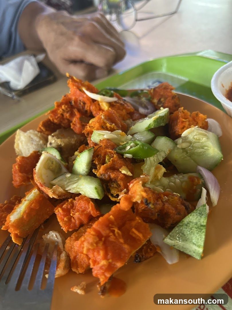 Fried Food with Cucumber Salad