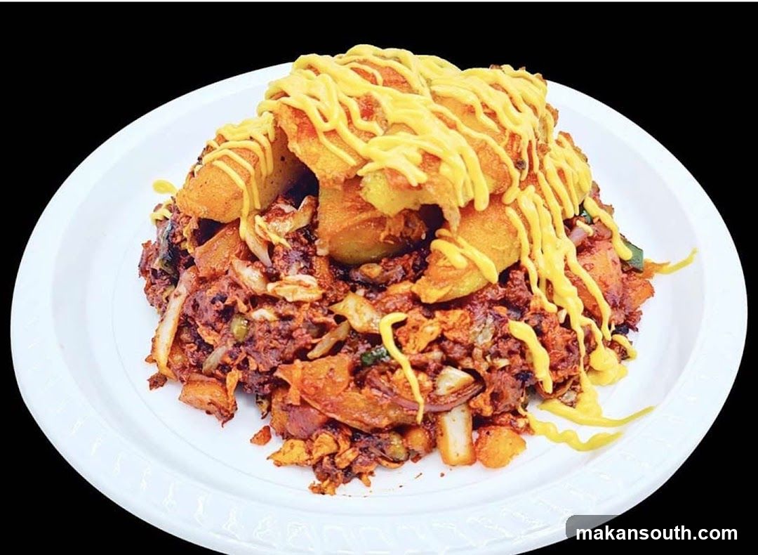 Spicy Potato Dish with Mustard Drizzle