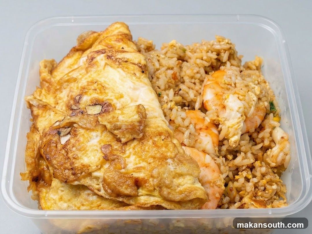 Fried Rice with Shrimp and Omelette