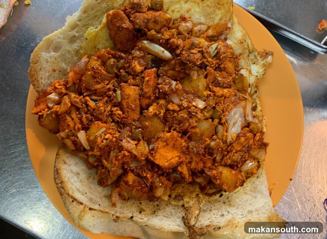 Spiced Potato Filling on Roti