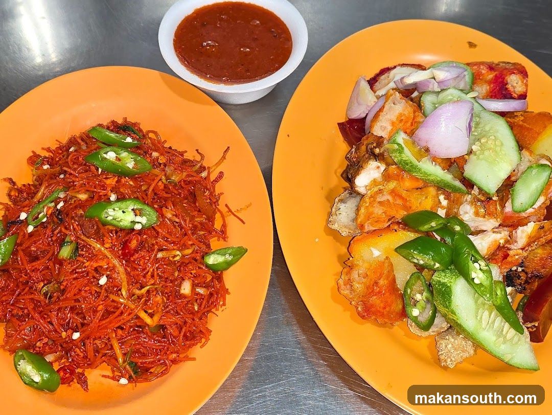 Food on Orange Plates with Sauce