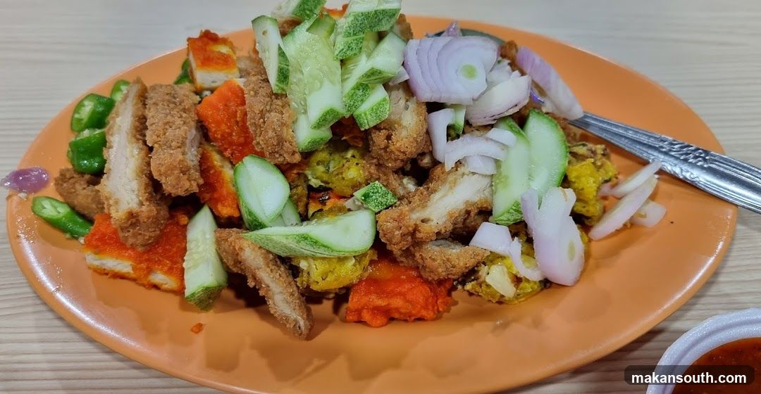 Fried Chicken with Cucumber and Onion Salad