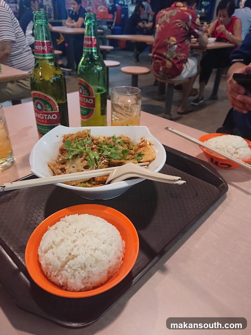 Food Tray with Beer and Rice