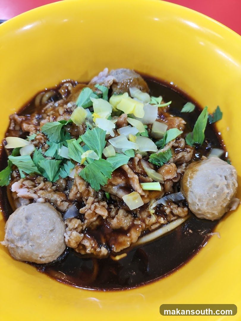 Bowl of Meatball Noodles with Sauce