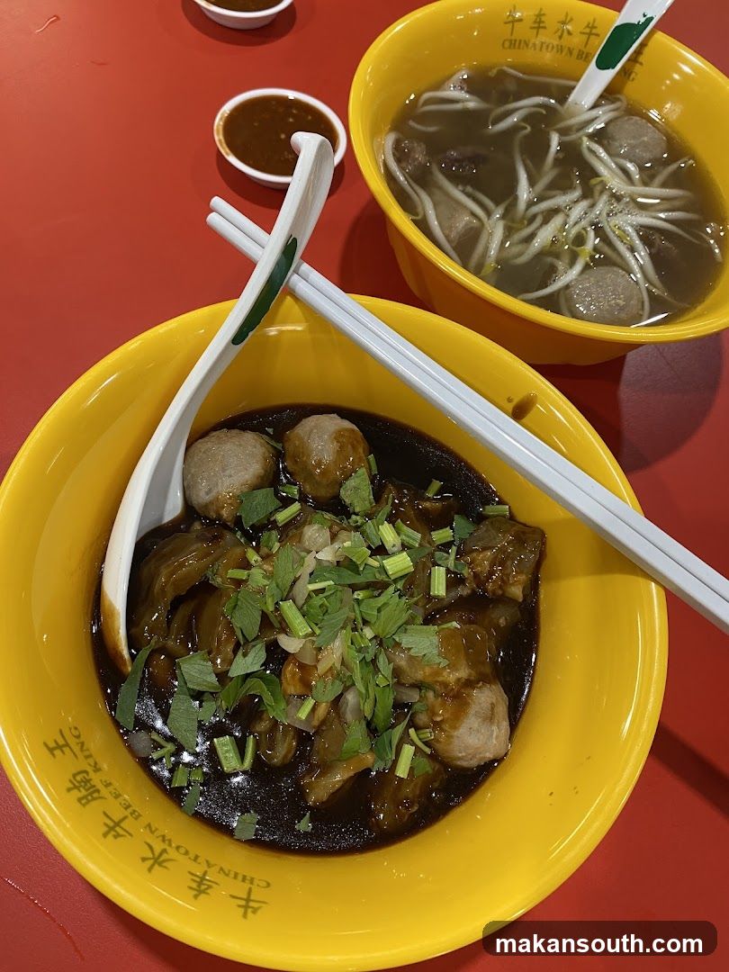 Noodle Bowls with Soup and Meatballs