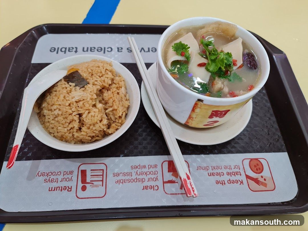 Tray with Rice and Soup