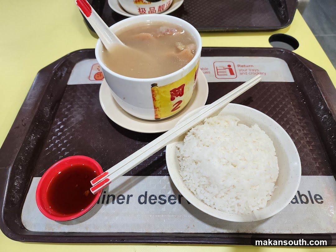 Food Tray with Rice and Soup