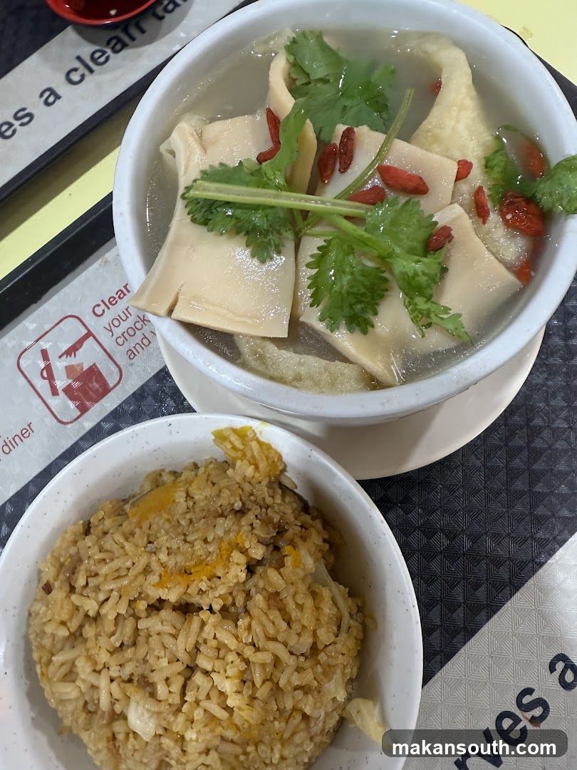 Food Bowl with Rice and Soup