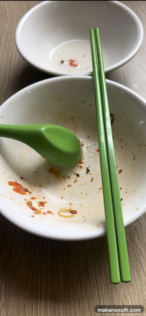 Empty bowls with remnants of food
