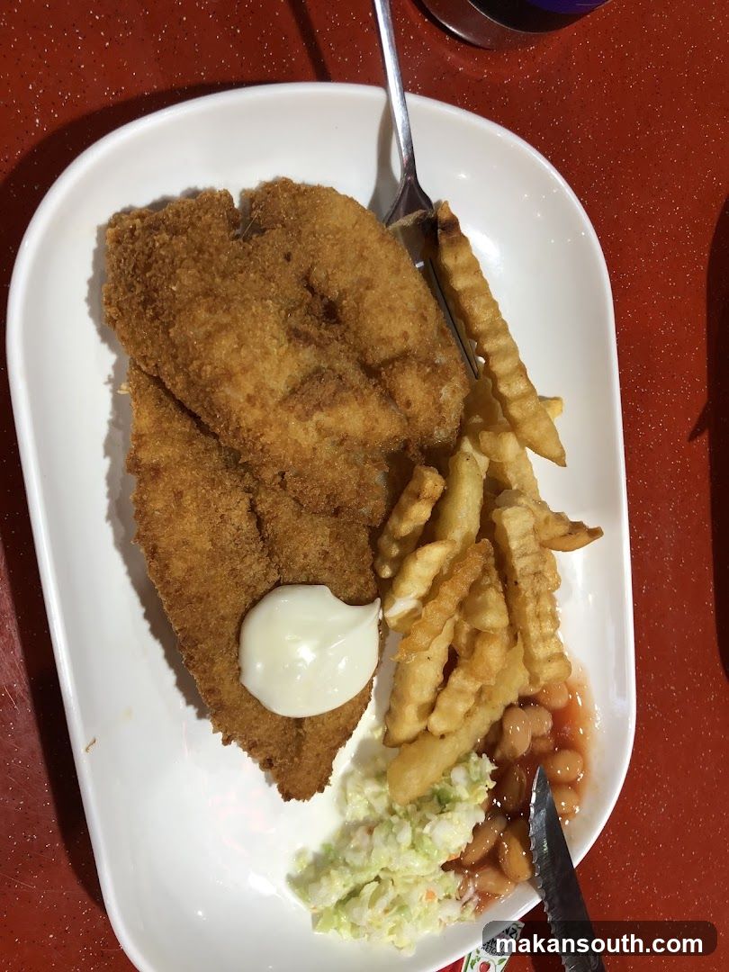 Breaded Fish with Fries and Coleslaw