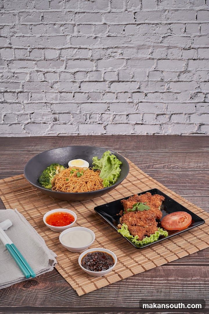 Asian Noodle and Fried Chicken Meal