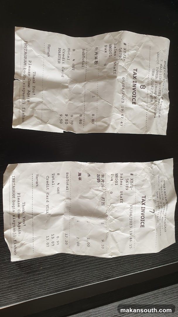 Receipts on table