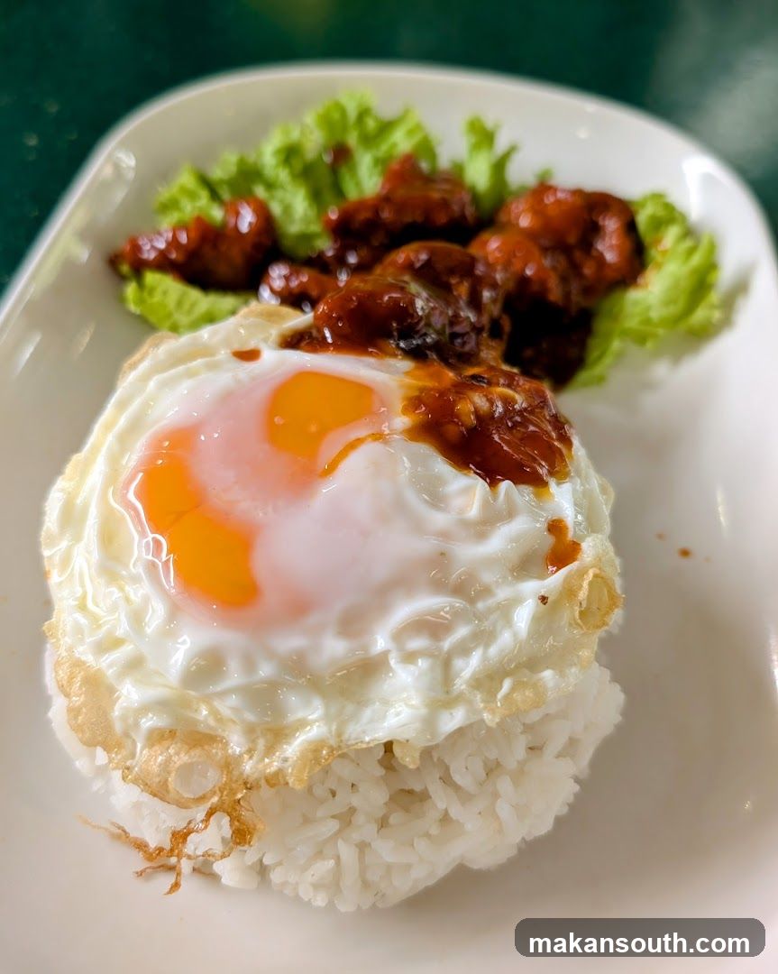 Fried Egg Rice with Meat and Lettuce