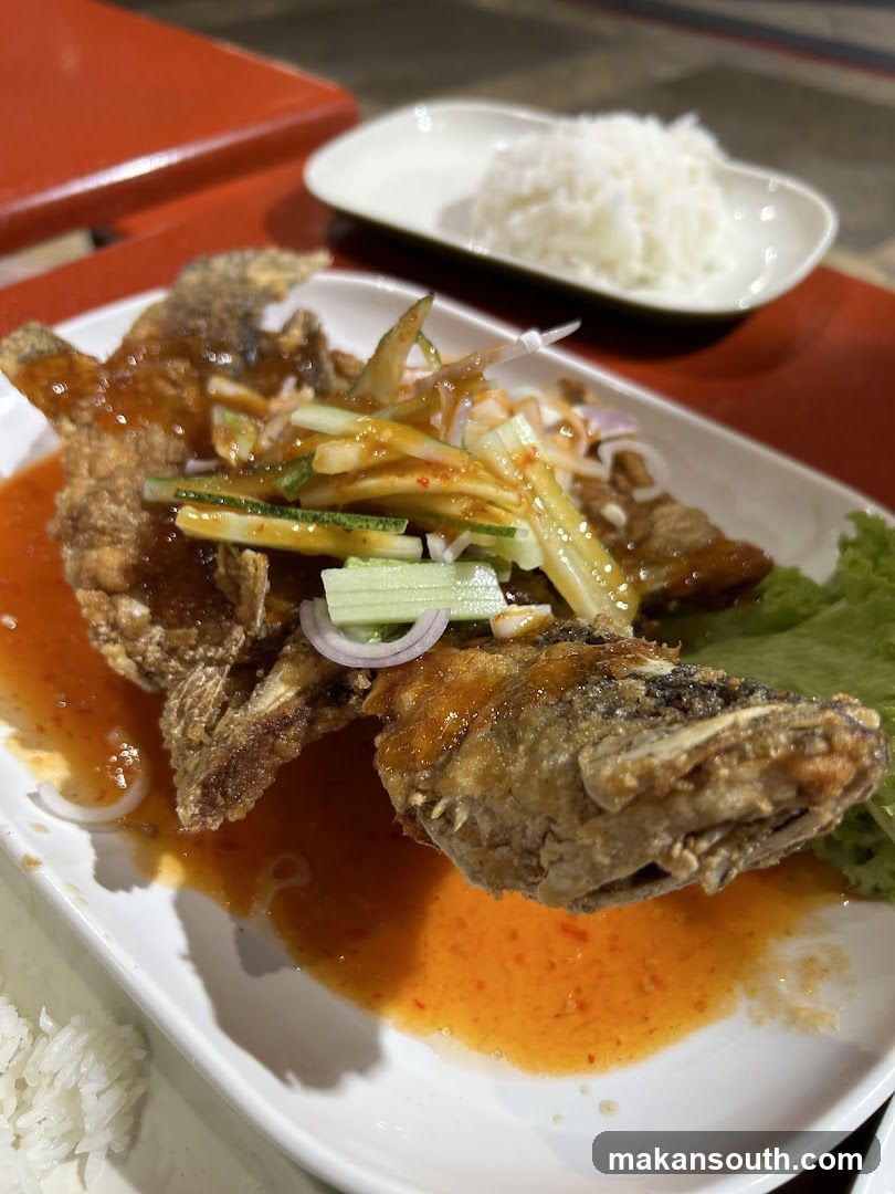 Fried Fish with Salad and Rice