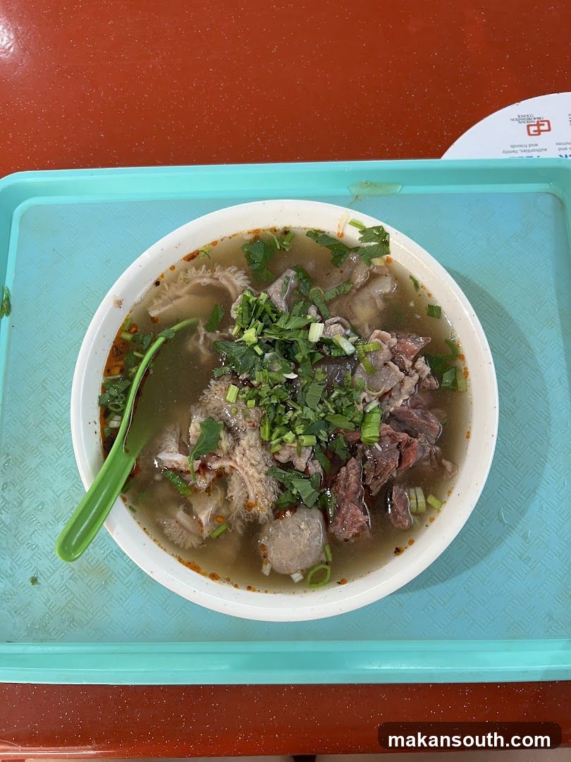 Bowl of Meat Soup with Garnish