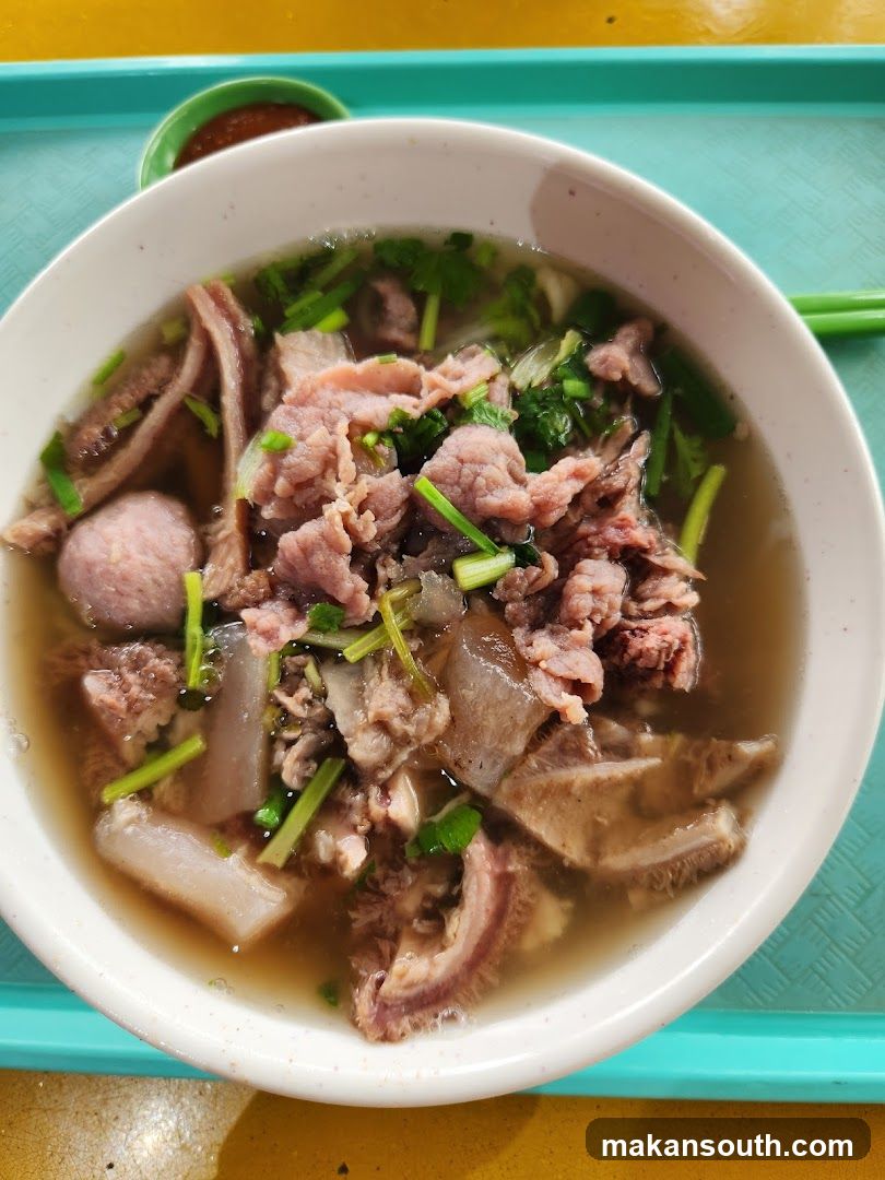 Bowl of Meat Soup with Garnish