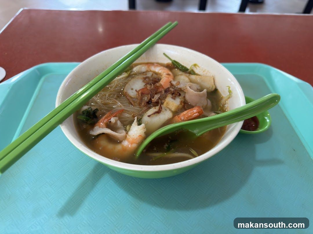 Bowl of Noodle Soup with Shrimp and Fish Balls