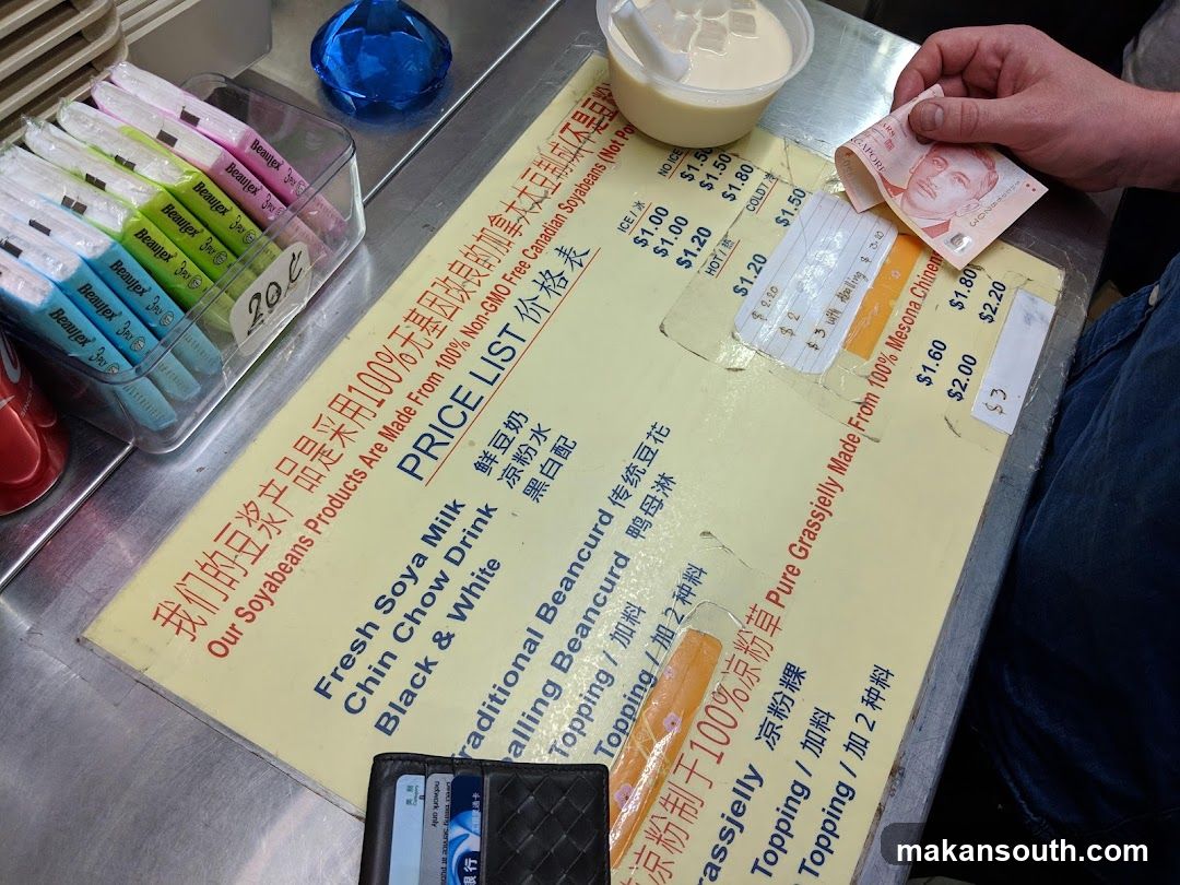Food stall counter with menu and payment