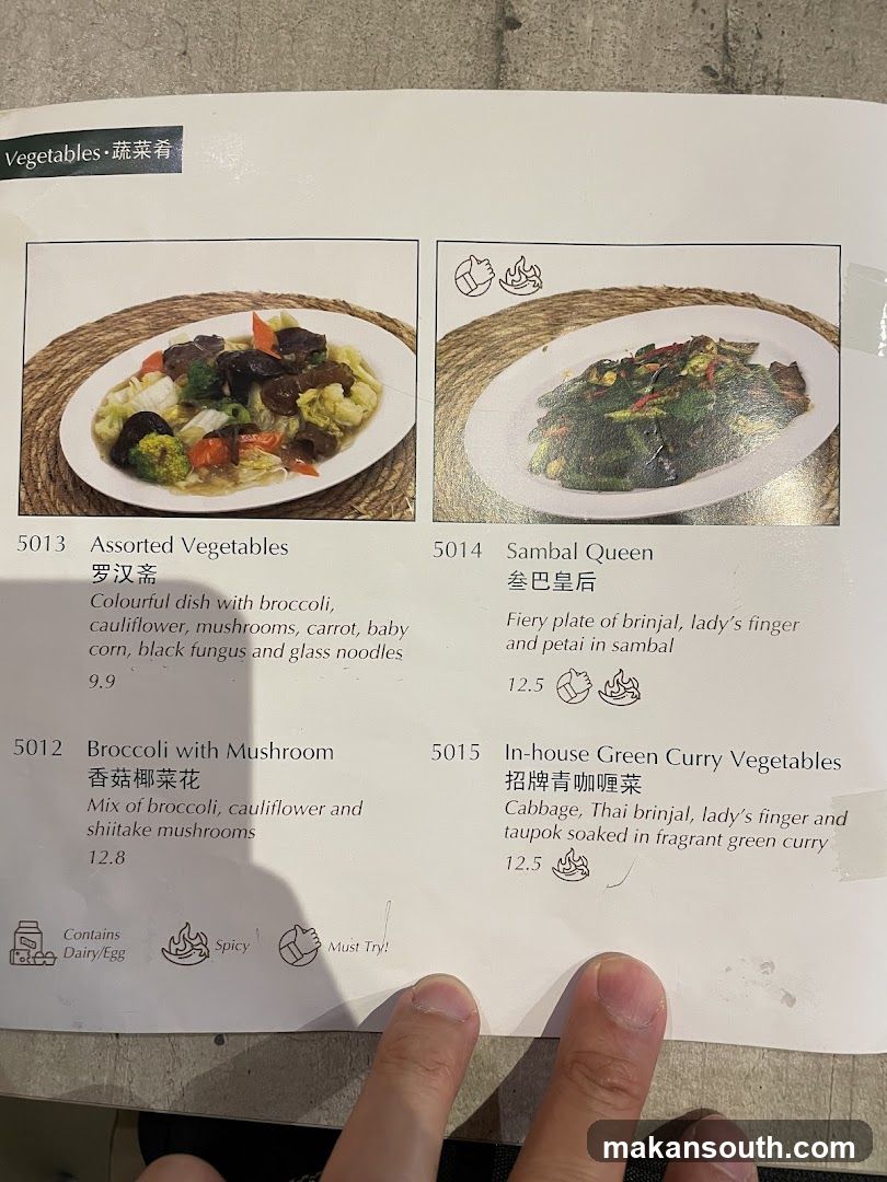 Vegetables Menu Page