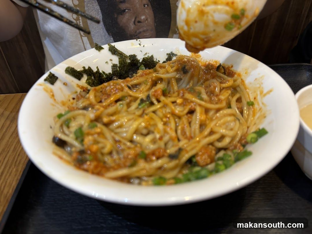 Spicy Noodle Bowl with Sesame Oil and Scallions