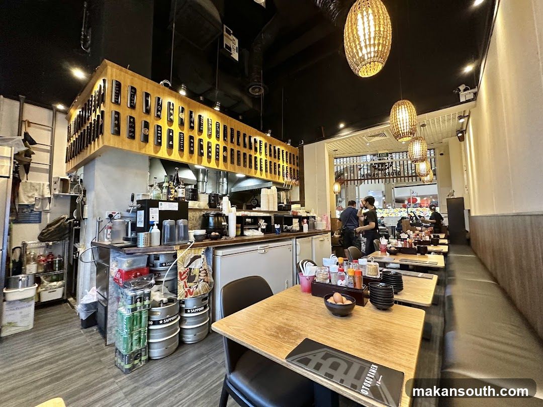 Restaurant Interior with Bar Area and Dining Tables