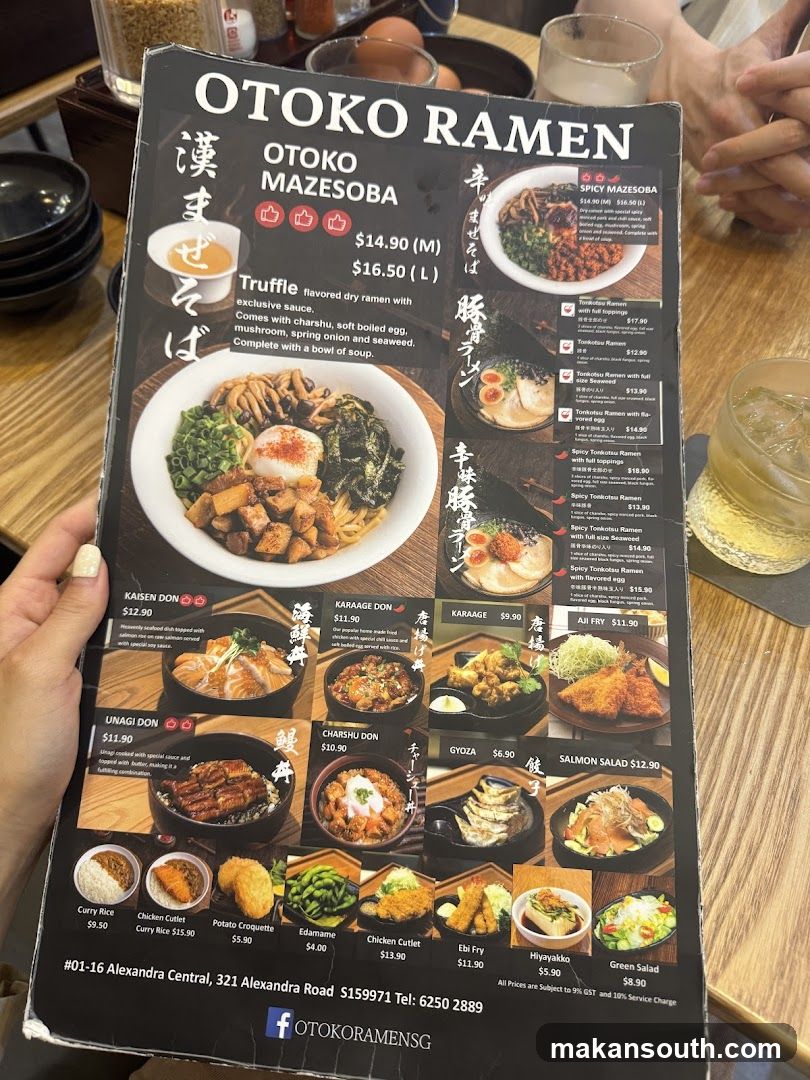 Otoko Ramen Menu