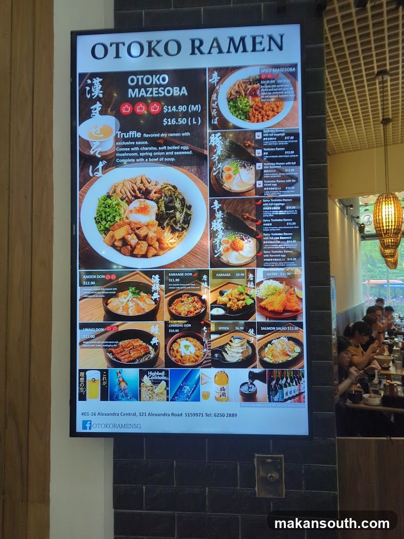 Otoko Ramen Menu Board