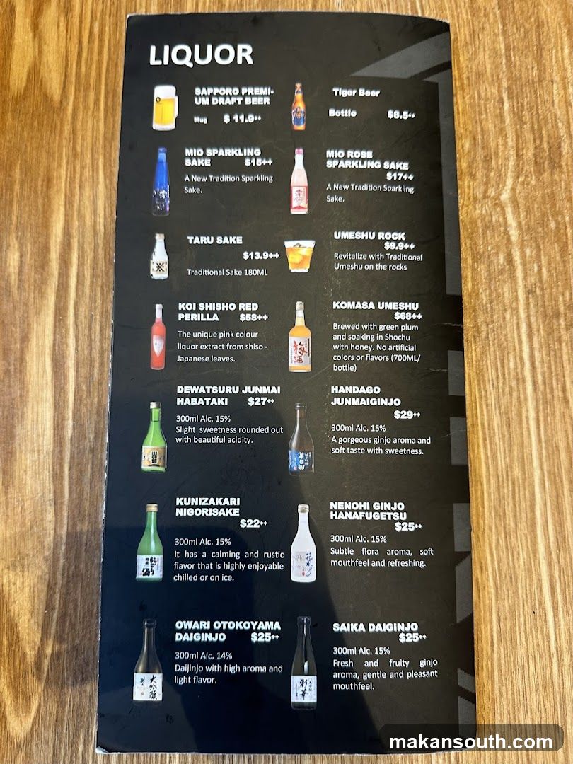 Liquor Menu