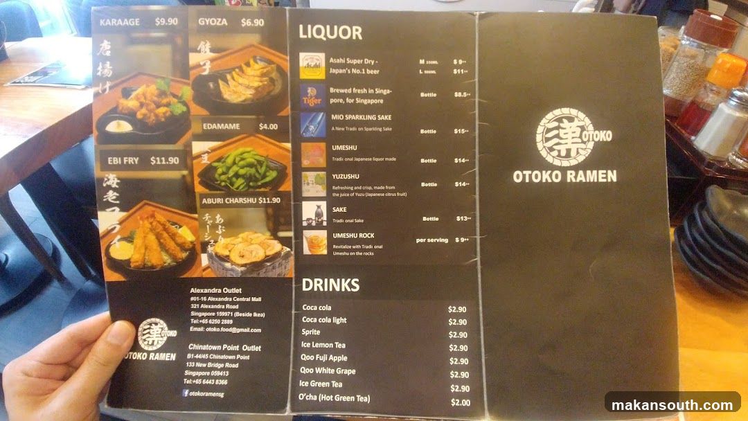 Otoko Ramen Menu