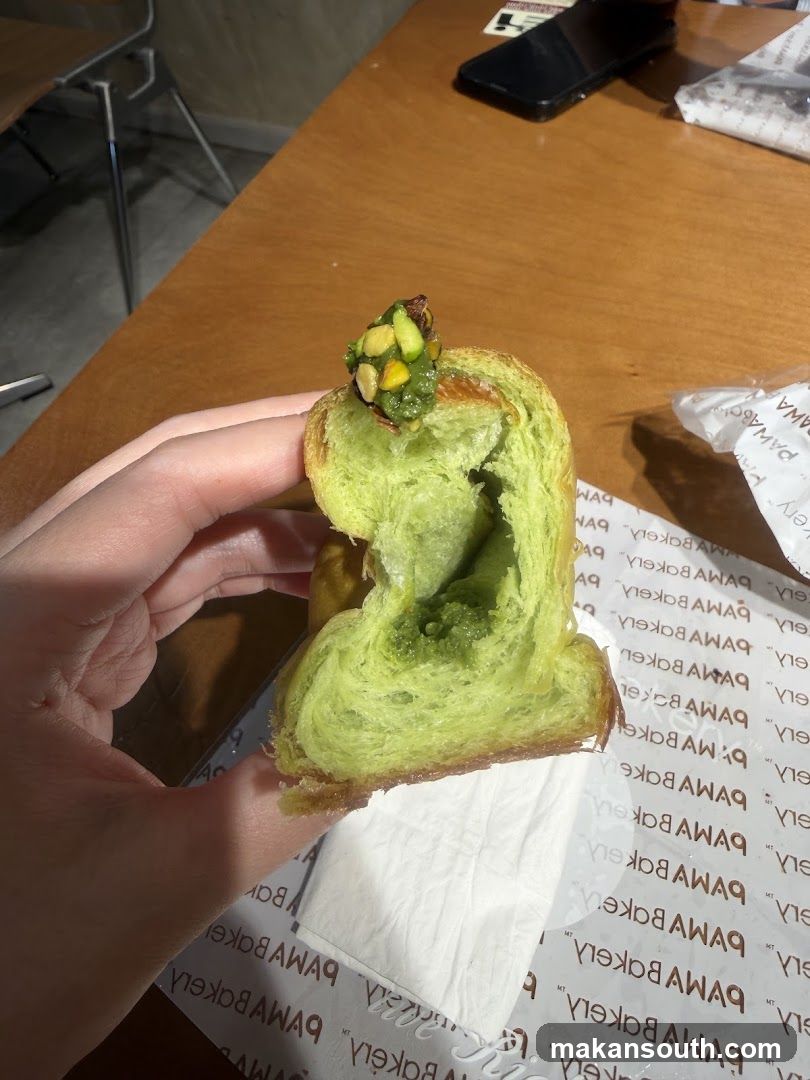 Green Matcha Pastry with Pistachio Topping