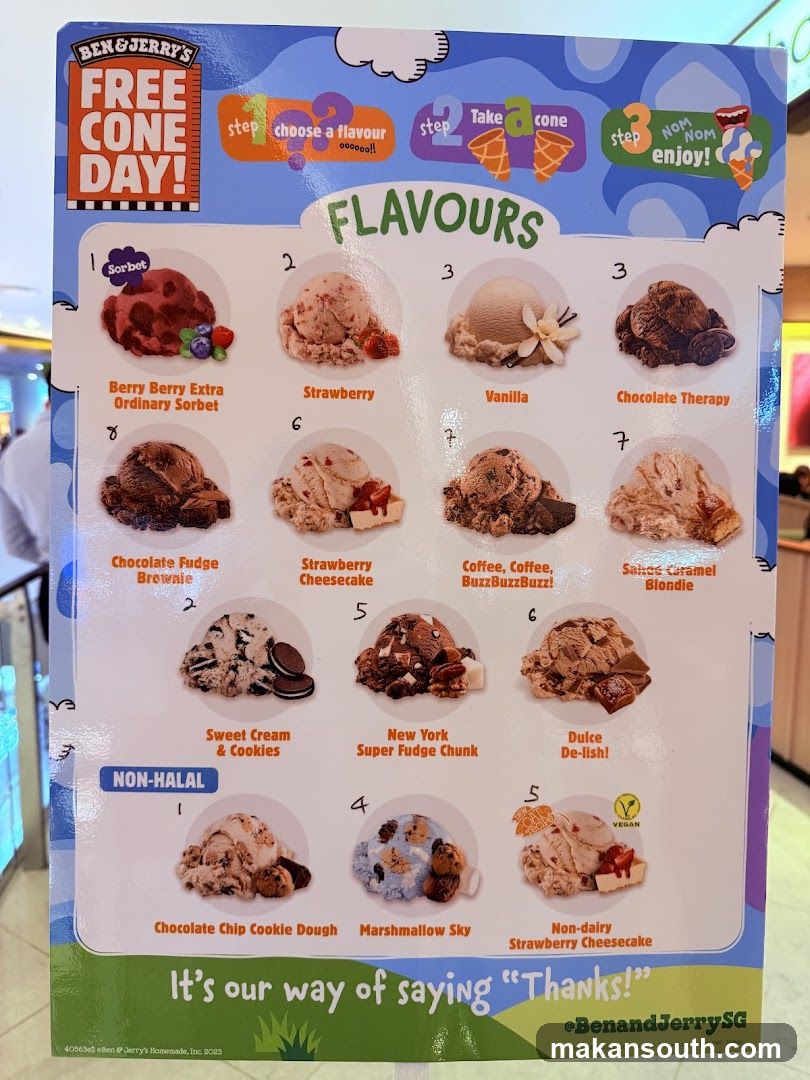 Ben & Jerry's Free Cone Day Menu