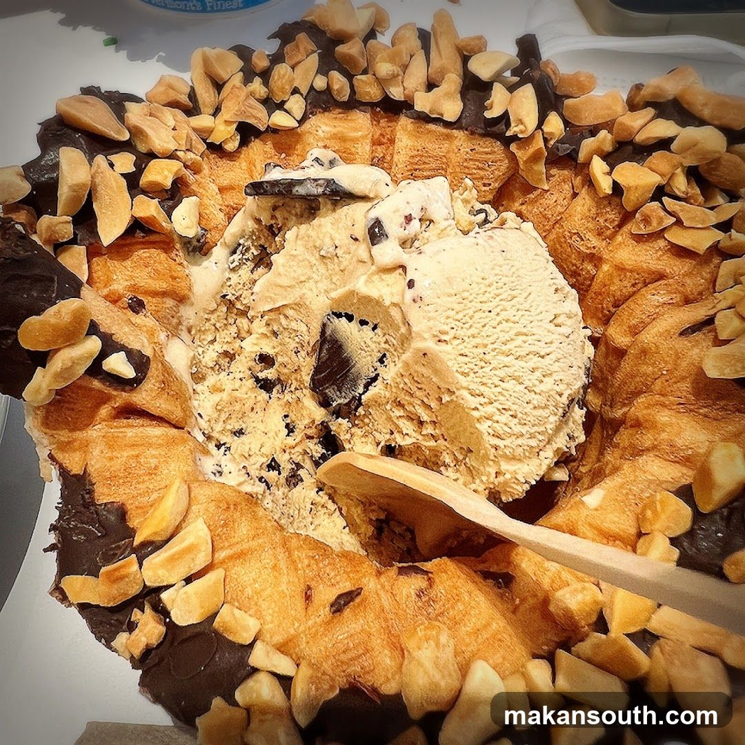 Ice Cream Dessert with Croutons and Chocolate
