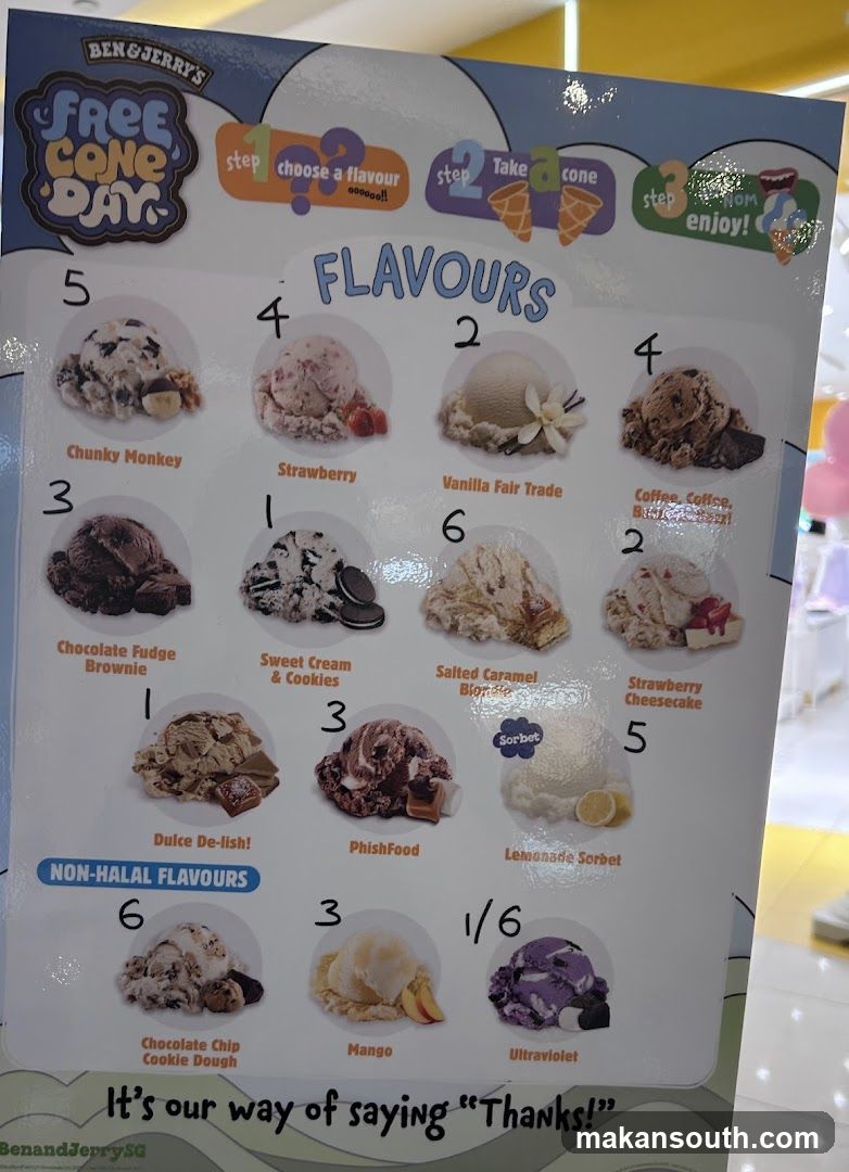 Ben & Jerry's Free Cone Day Menu