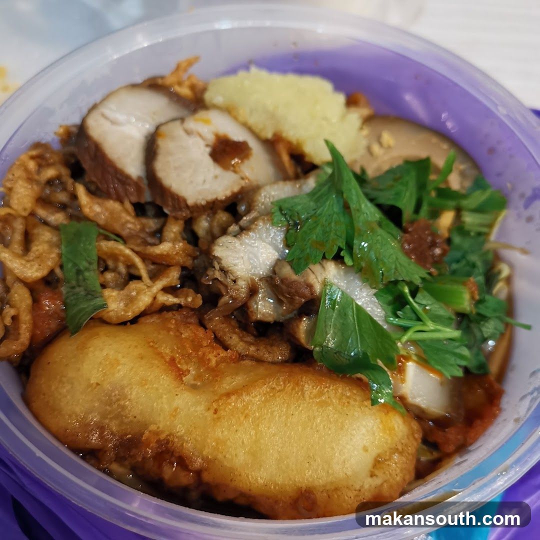 Noodle Dish with Fried Dough and Meat