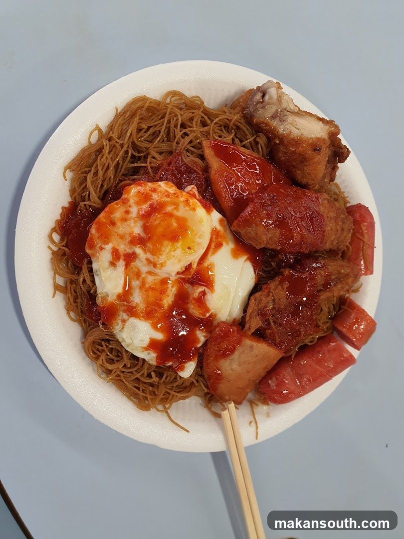 Noodle Bowl with Fried Egg and Meat
