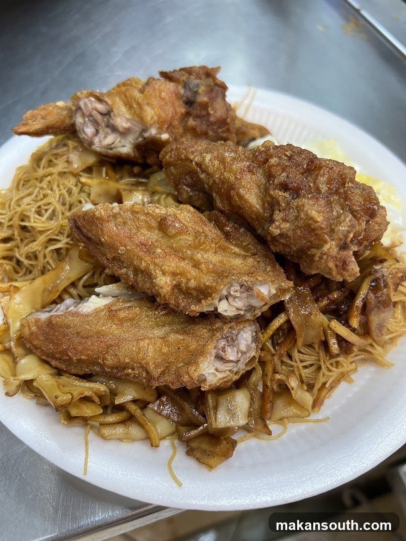 Fried Chicken Wings with Noodles