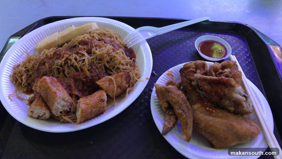 Food Tray with Noodles and Fried Chicken