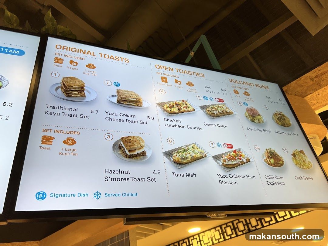 Original Toasts & Volcano Buns Menu Board