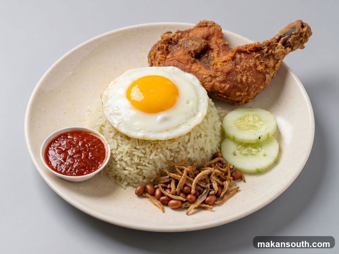 Fried Chicken Rice Plate with Egg and Cucumber