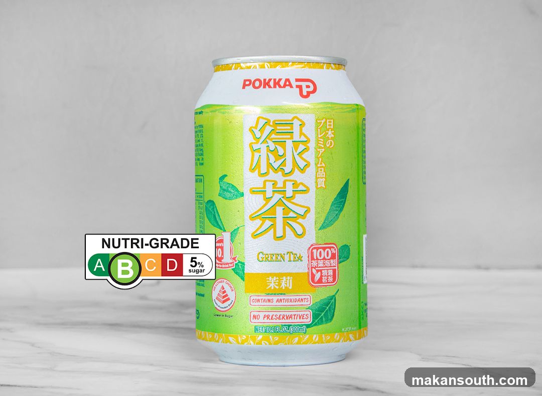 Pokka Green Tea Can with Nutri-Grade Label