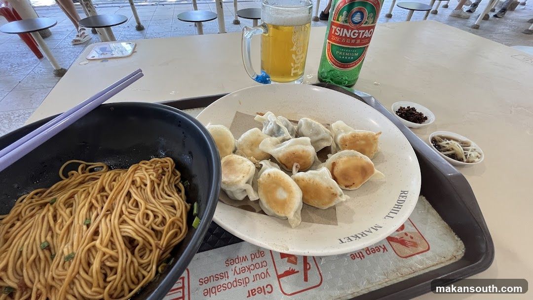 Dumplings and noodles with beer