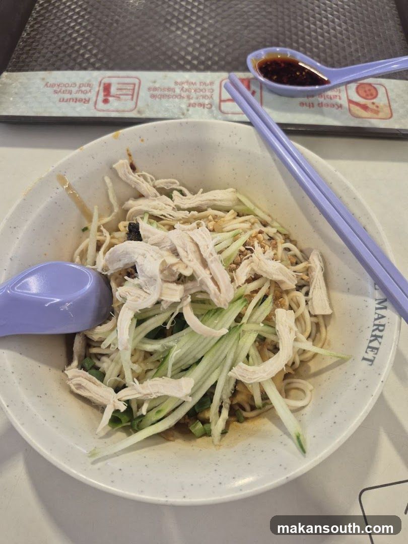 Chicken Noodle Dish with Cucumber and Sauce