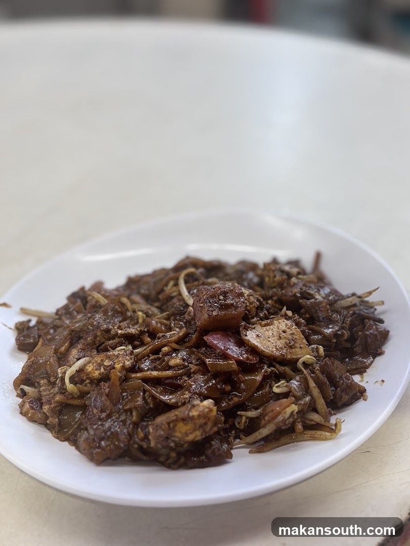 Plate of Fried Noodles with Meat and Vegetables
